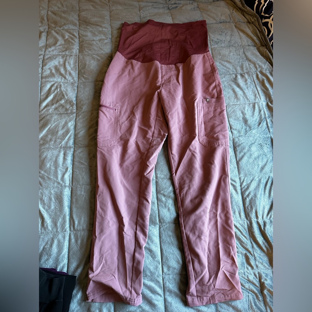 Maternity Figs Technical Collection Maroon Scrub bottoms